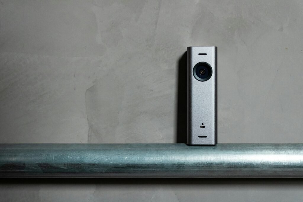 Entrance security camera on a mounting pole