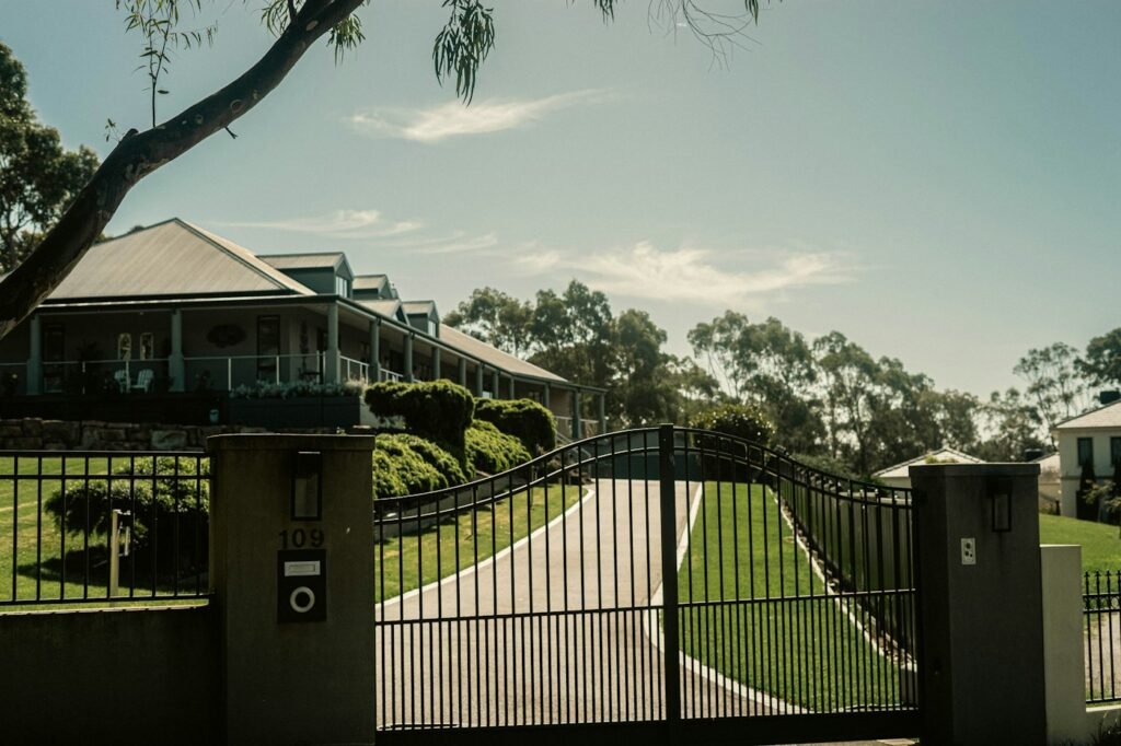 Modern villa with automated driveway gate