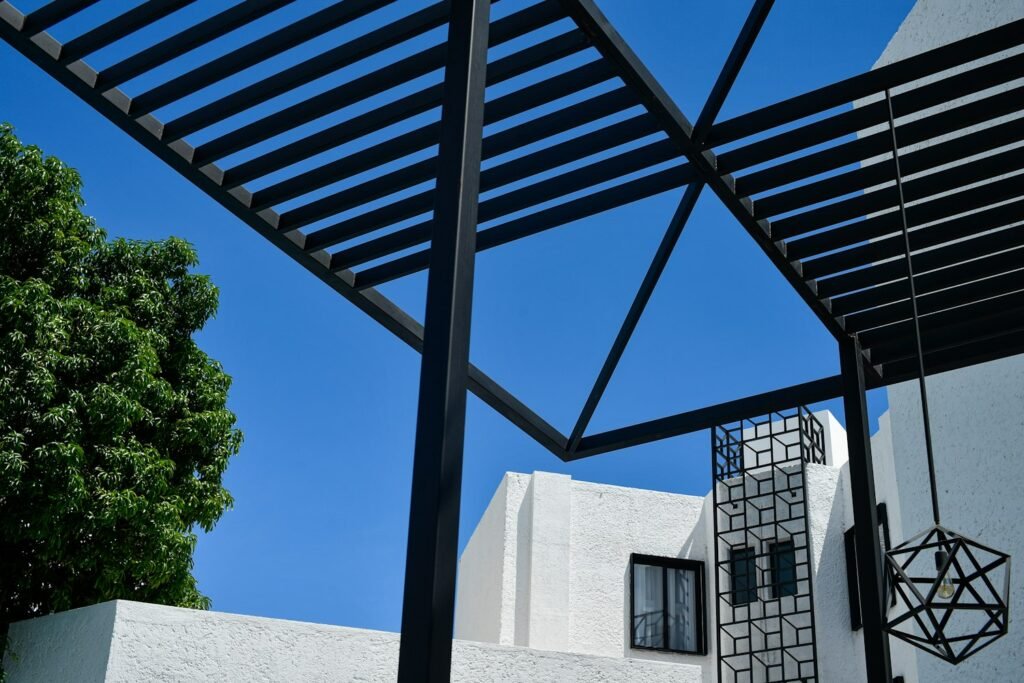Powder-coated aluminium pergola structure