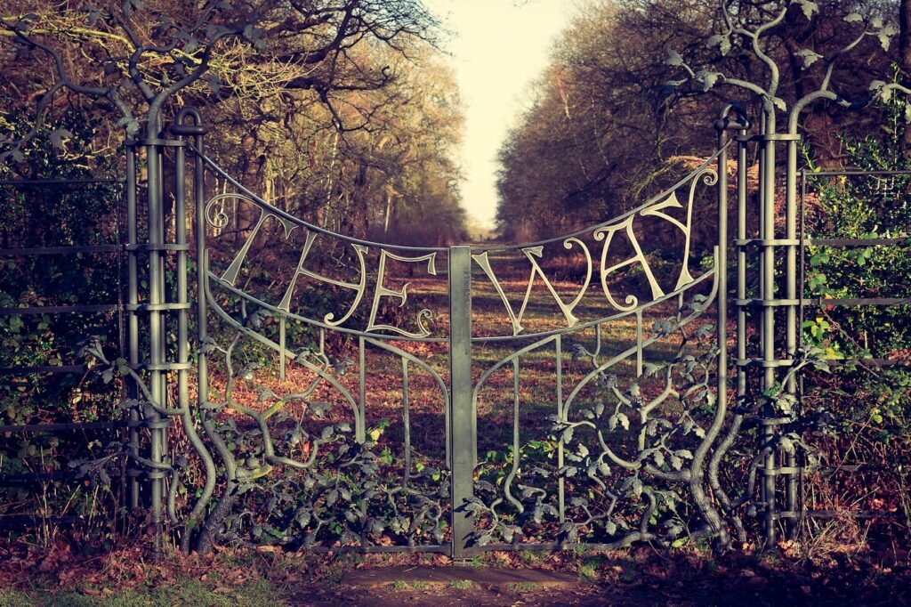 Steel swing gate on a villa boundary wall